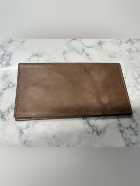 New Handmade Brown Leather Checkbook Wallet